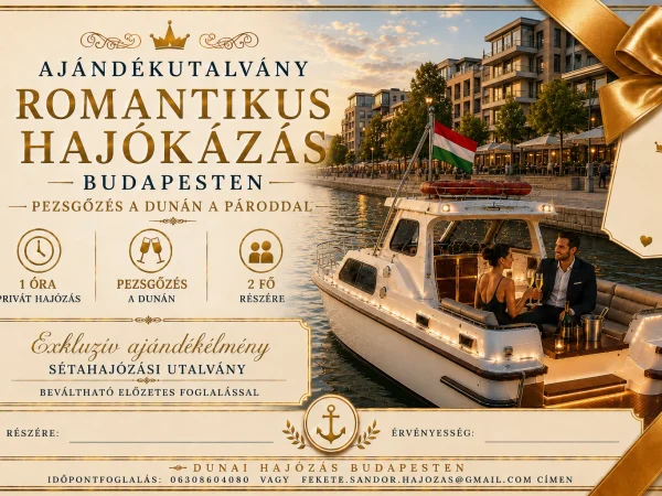 Születésnapi vagy évfordulós ajándékutalvány: privát hajózás az újpesti-Dunán